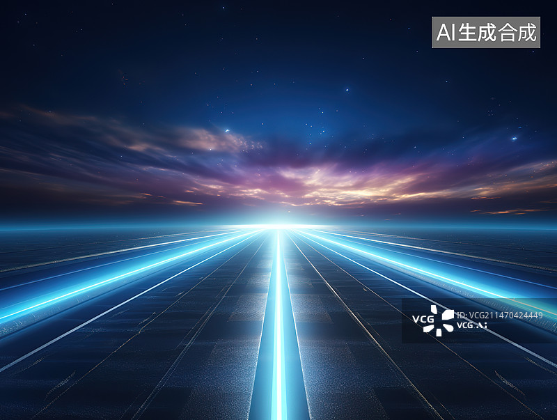 【AI数字艺术】高速的道路光轨图片素材