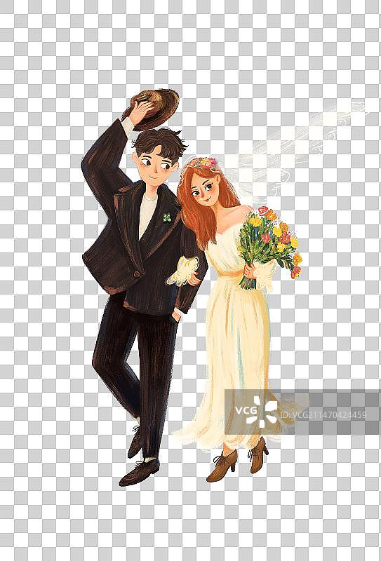 婚纱插画图片素材