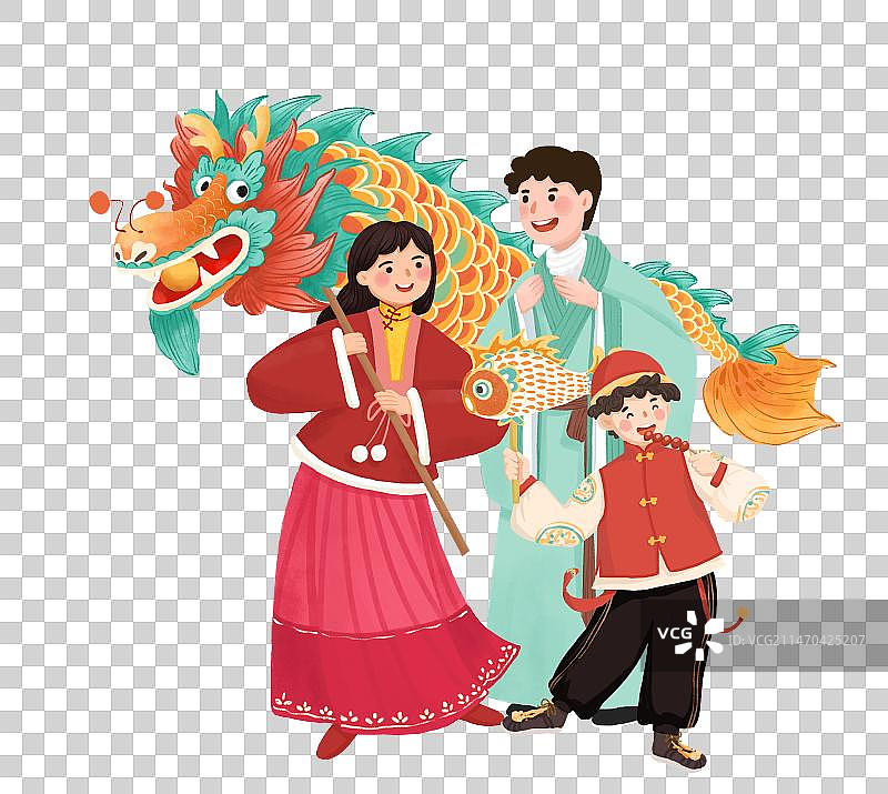 新年插画系列 元宵节看花灯图片素材