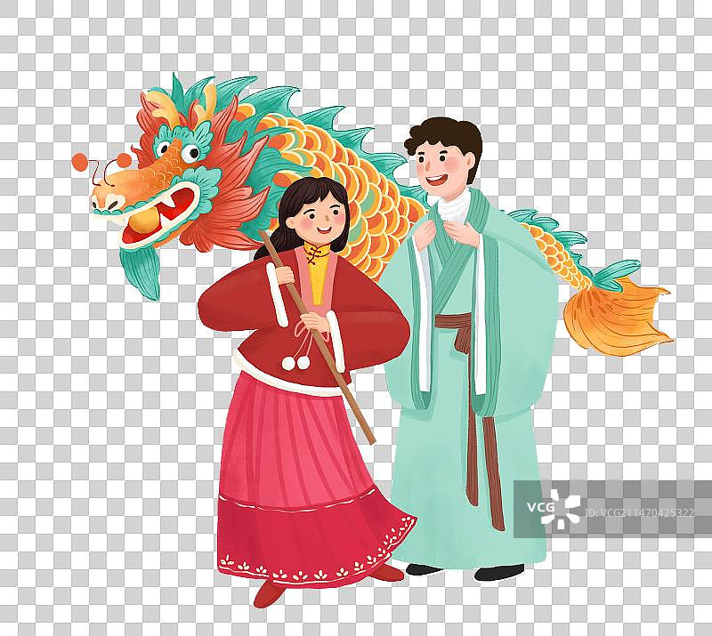 新年插画系列 元宵节看花灯图片素材