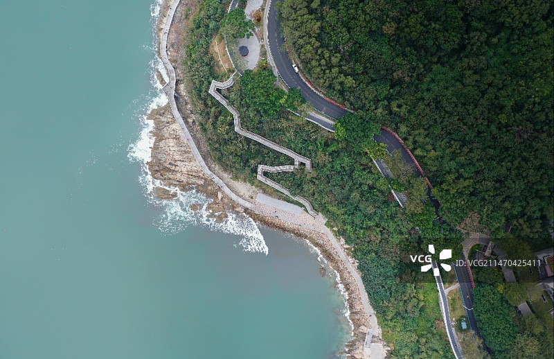 大梅沙海岸线俯瞰图片素材
