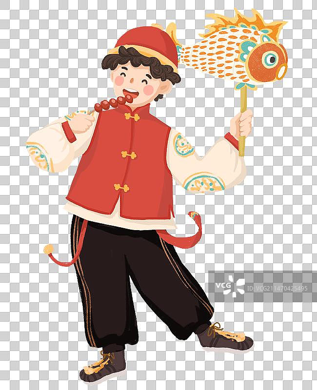 新年插画系列 元宵节看花灯图片素材