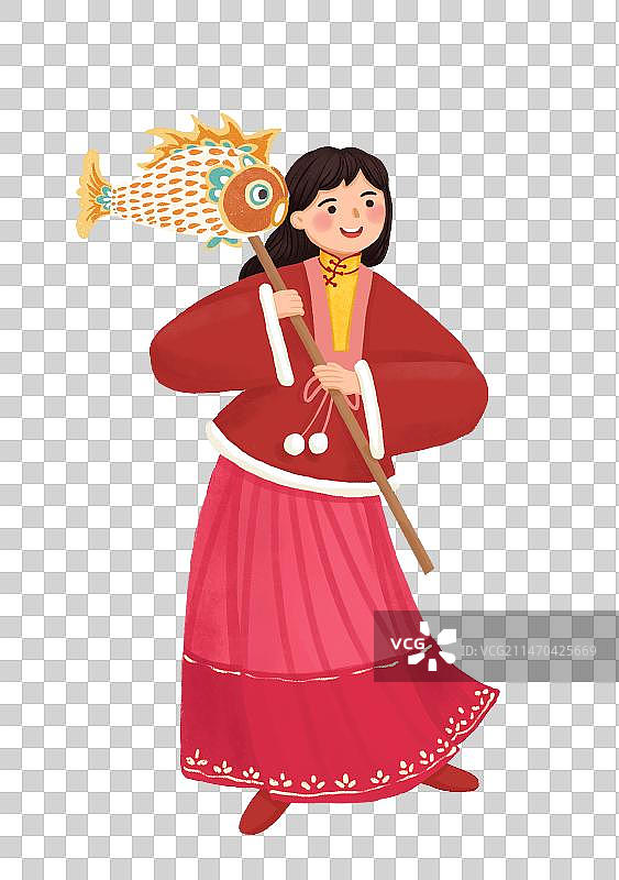 新年插画系列 元宵节看花灯图片素材