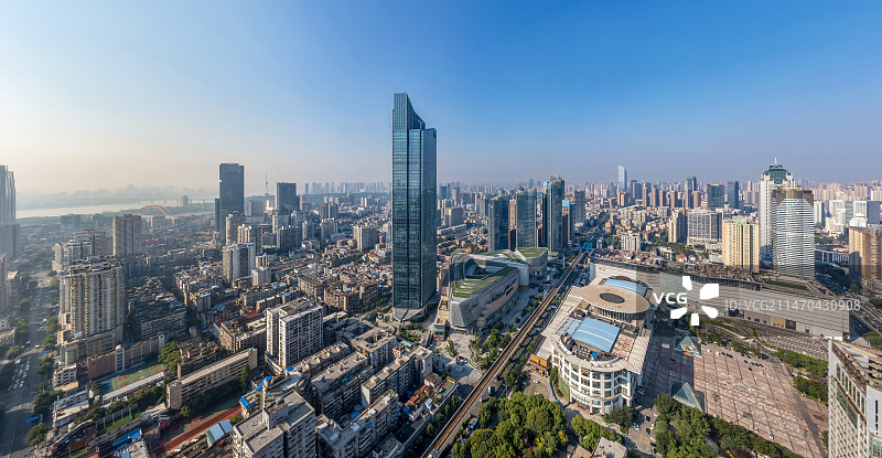 航拍武汉市都市风景恒隆广场京汉大道图片素材