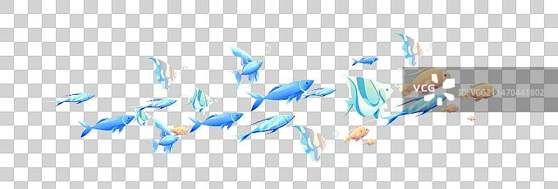 鱼群，清新卡通系列免扣元素图片素材