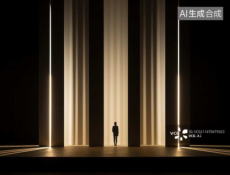 【AI数字艺术】站在窗边的人的剪影图片素材