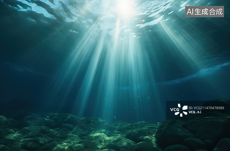 【AI数字艺术】海洋中珊瑚的低角度观察图片素材