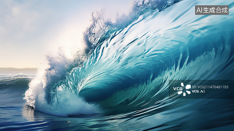 【AI数字艺术】海上波浪的高角度视图图片素材