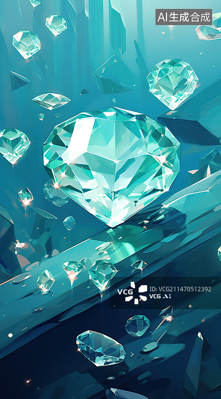 【AI数字艺术】玻璃上的钻石特写镜头图片素材