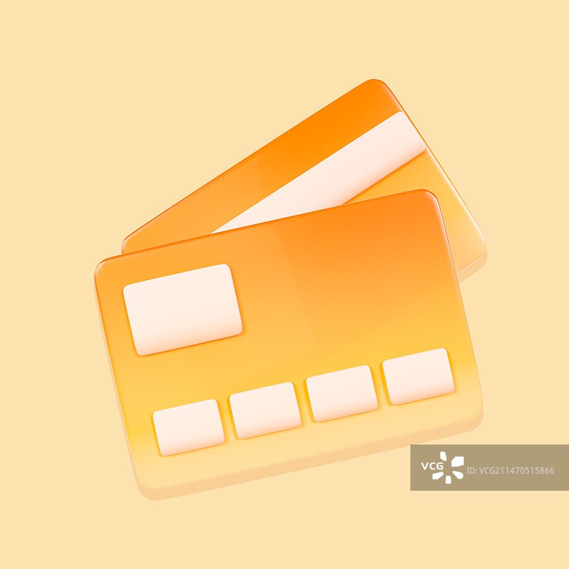 3D渲染的渐变金色银行卡储蓄卡金融元素插画图片素材