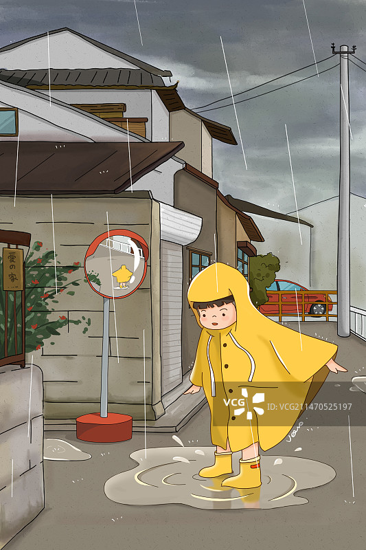 小男孩踩水图片素材