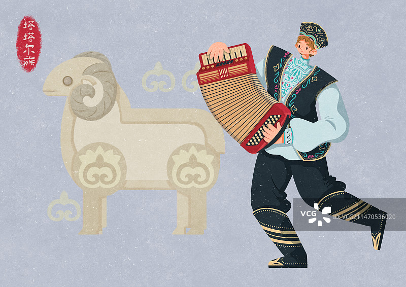 塔塔尔族拉手风琴的男性图片素材