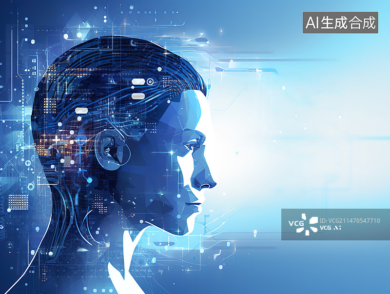 【AI数字艺术】虚拟的人工智能和脑机接口背景图图片素材