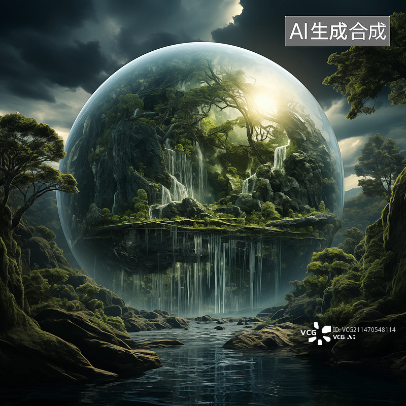 【AI数字艺术】绿色星球，绿色低碳，环境保护背景图片素材