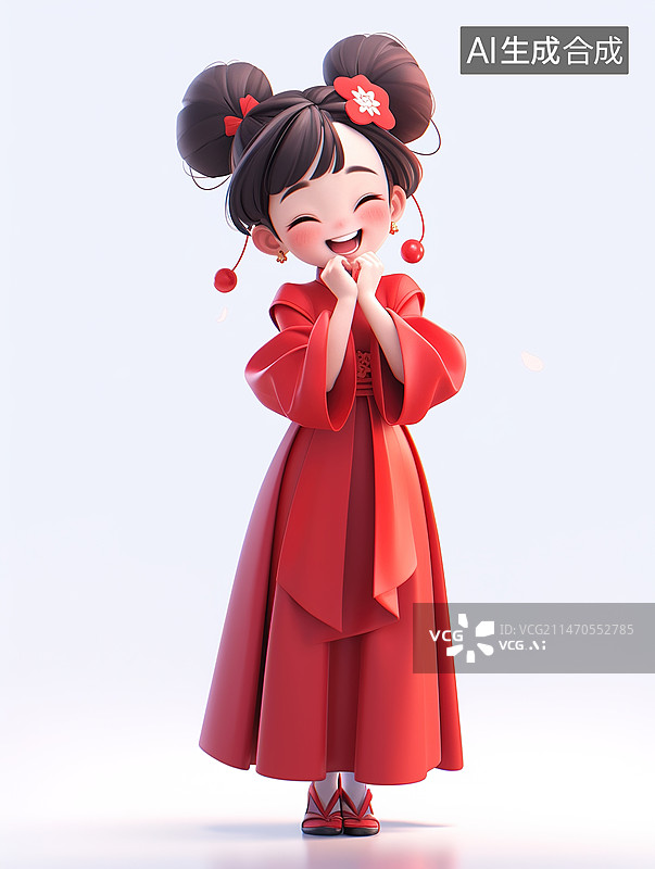 【AI数字艺术】国风女孩模型手办，IP模型图片素材
