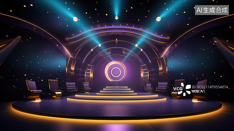 【AI数字艺术】剧院内舞台与灯光图片素材