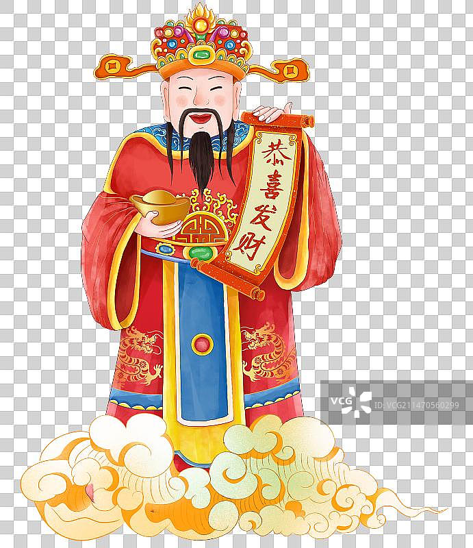 2024传统年俗大年初五 破五接财神 恭喜发财图片素材