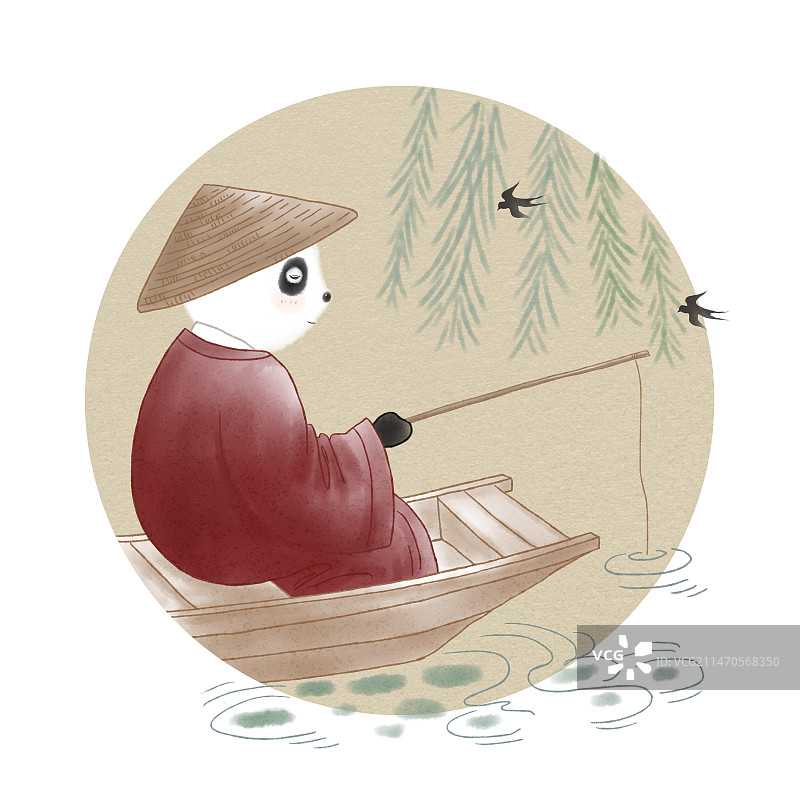 熊猫钓鱼图片素材