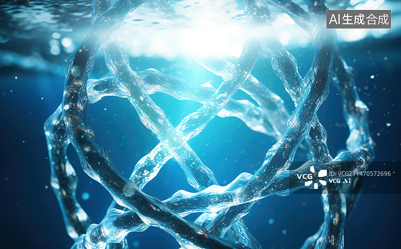 【AI数字艺术】水中气泡的低角度视图图片素材