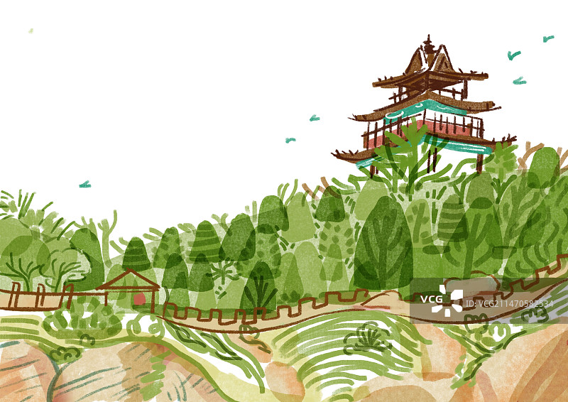 高山楼阁图片素材