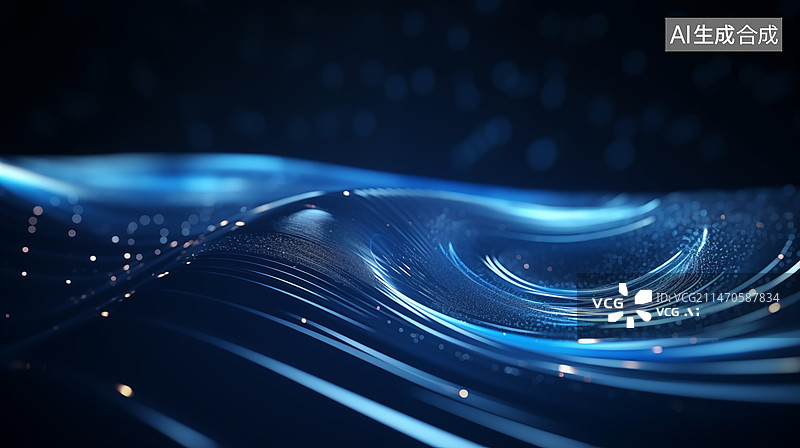 【AI数字艺术】蓝色发光科技概念抽象背景图图片素材