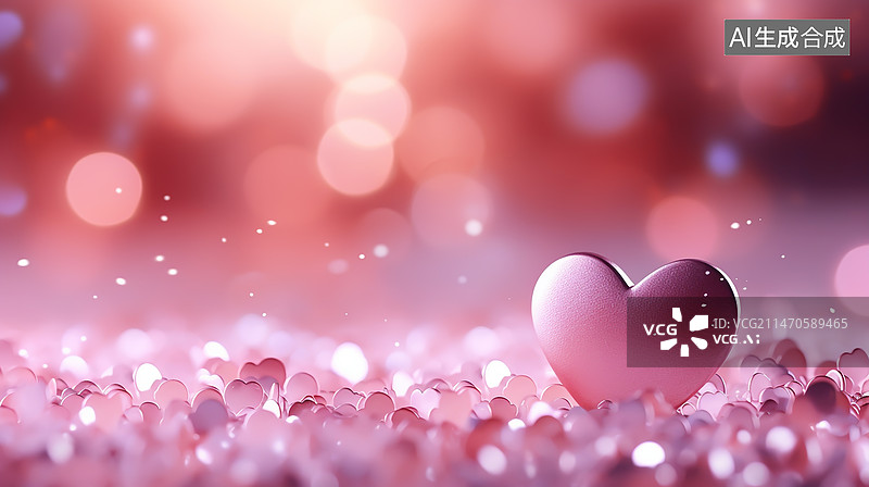【AI数字艺术】模糊的闪亮心形爱心节日背景壁纸图片素材