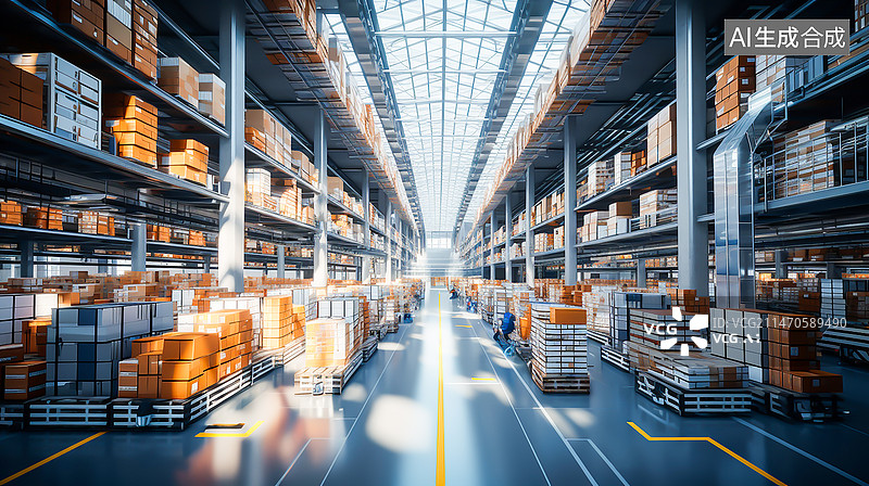 【AI数字艺术】科技工业工厂仓库室内场景图片素材