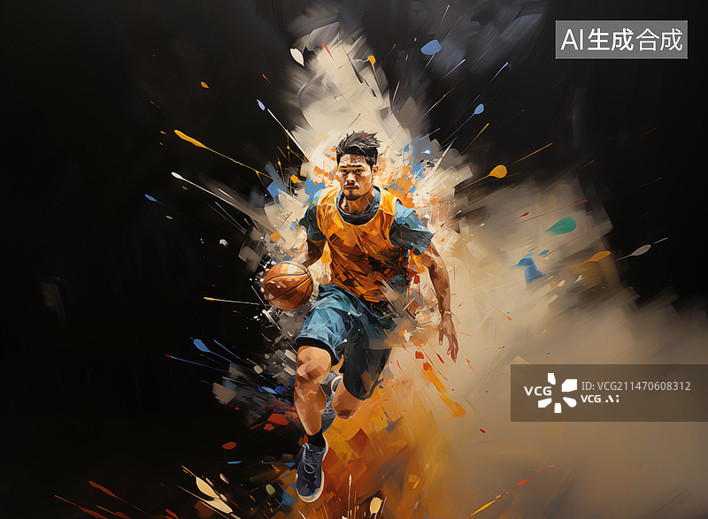 【AI数字艺术】年轻的篮球运动员图片素材