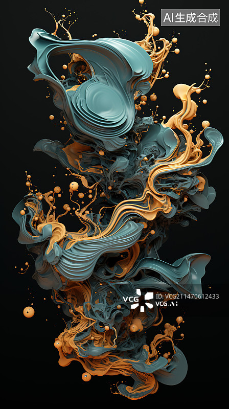 【AI数字艺术】黑色背景下抽象图案的特写镜头图片素材