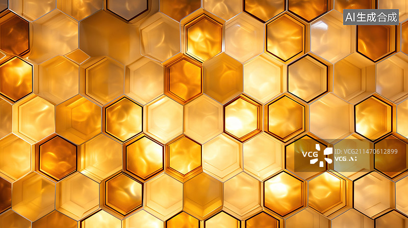 【AI数字艺术】蜂窝形状晶体拼接背景图片素材