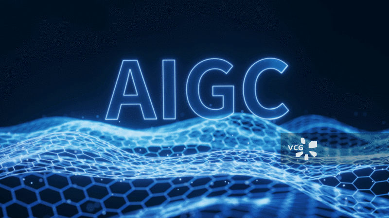 AIGC概念与科技感网格背景3D渲染图片素材