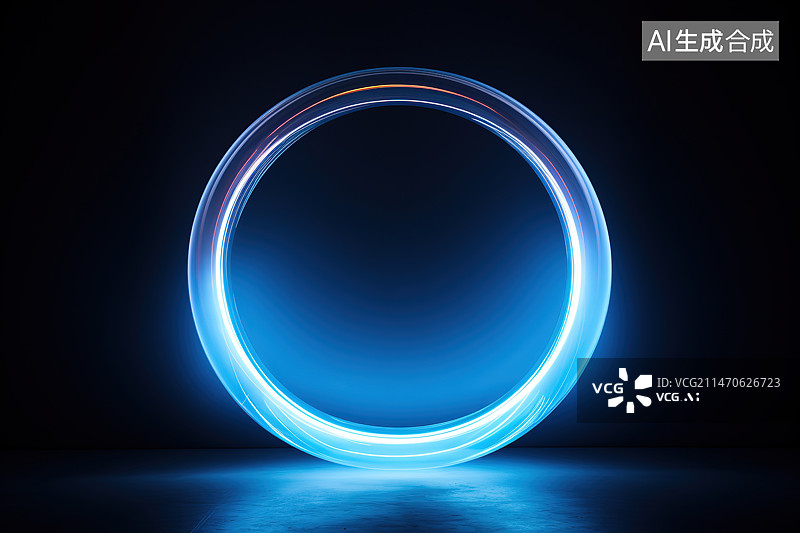 【AI数字艺术】黑色背景下发光的蓝色特写镜头图片素材
