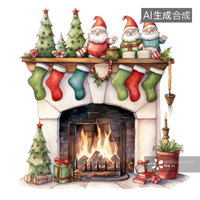 【AI数字艺术】圣诞老人卡通图片素材