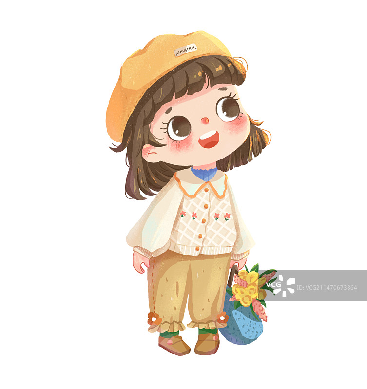 可爱的提花小女孩图片素材