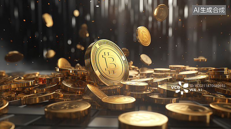 【AI数字艺术】比特币特写背景图片素材