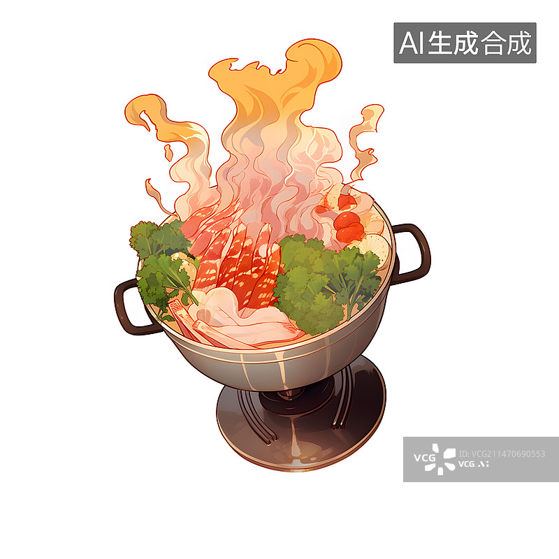 【AI数字艺术】小火锅插画素材图片素材