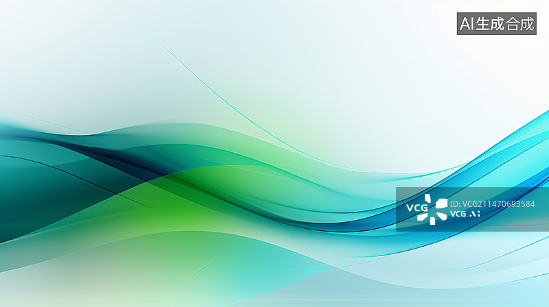 【AI数字艺术】抽象绿色低碳循环烟雾流线背景图片素材