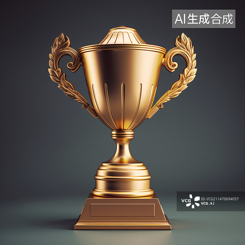 【AI数字艺术】3d金光闪闪冠军奖杯元素图片素材