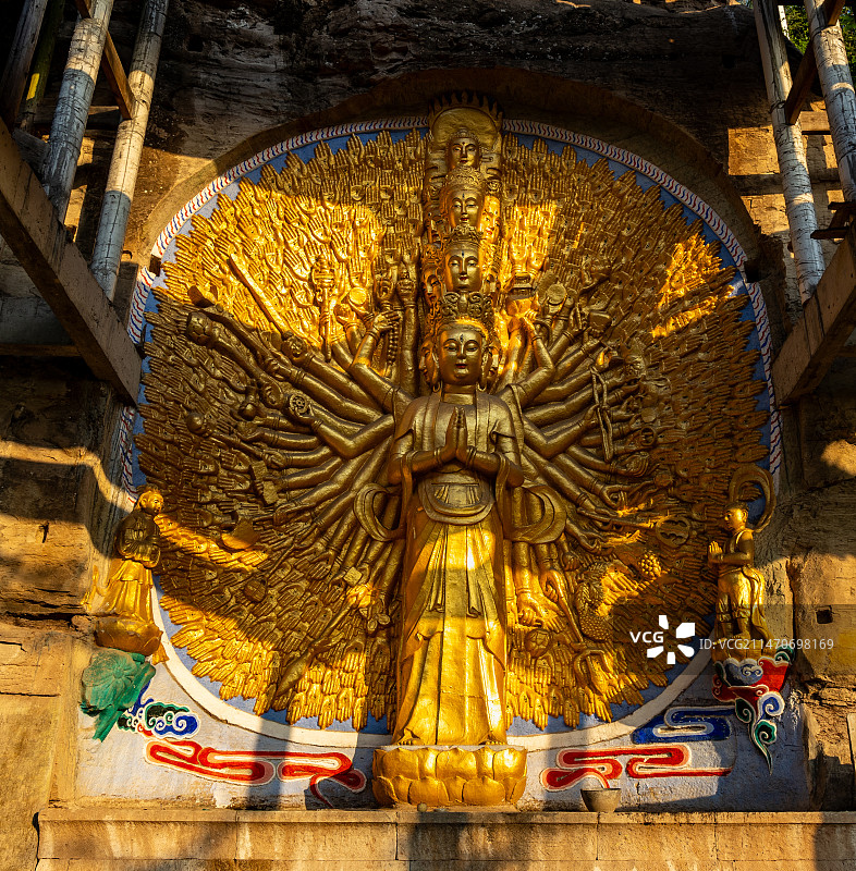 四川安岳茗山寺摩崖石刻造像 安岳石刻图片素材