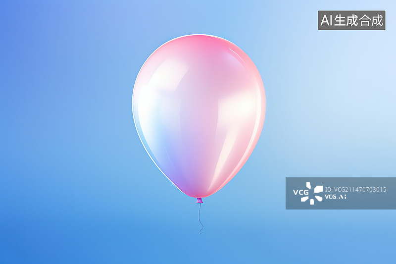 【AI数字艺术】气球在蓝天上飞行的低角度视图图片素材