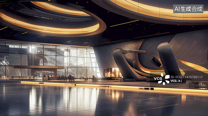 【AI数字艺术】汽车商务背景高档展厅空间图片素材