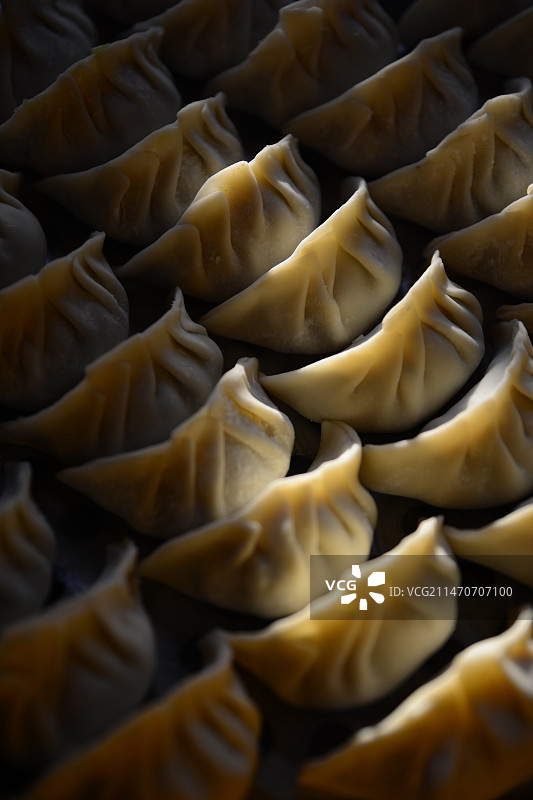 阳光照射下的冬至手工饺子图片素材