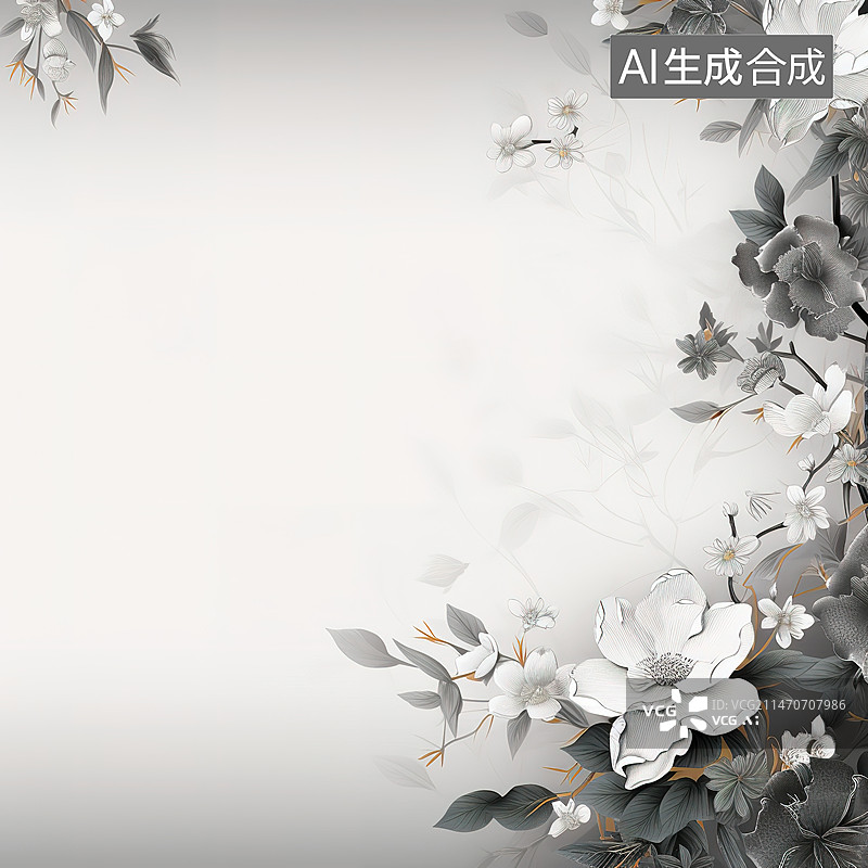 【AI数字艺术】国风水墨山水花草画图片素材