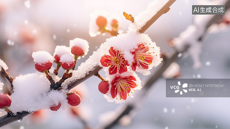 【AI数字艺术】雪中红梅图片素材