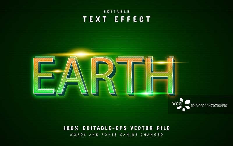 橙色绿色渐变地球文字效果图片素材