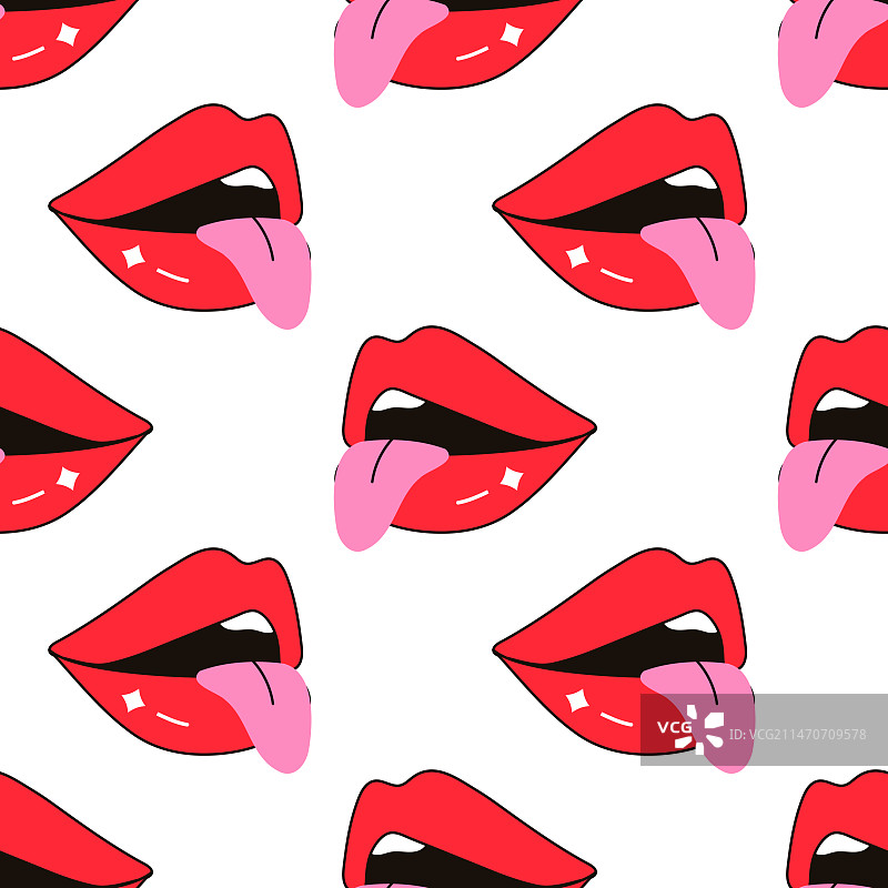 无缝图案：亲吻、爱、吸血鬼咬唇图片素材