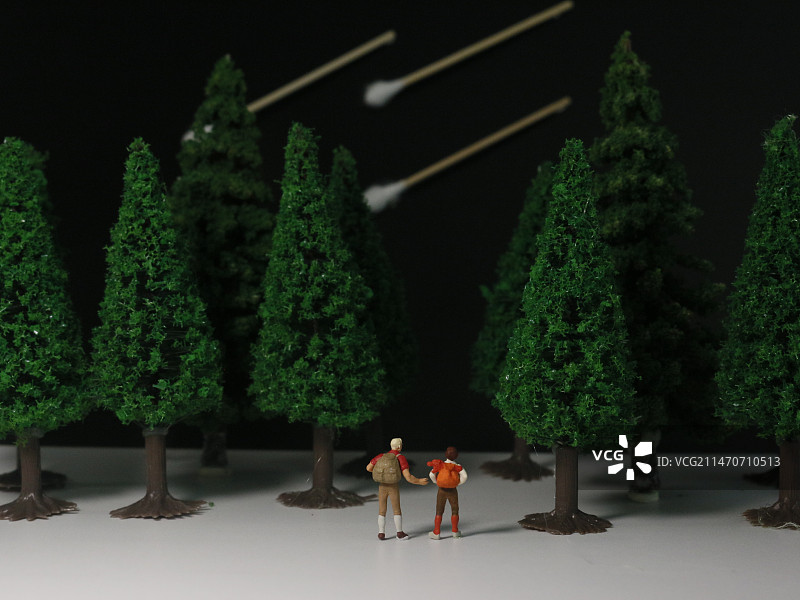 创意微缩模型摄影棉签流星雨许愿图片素材