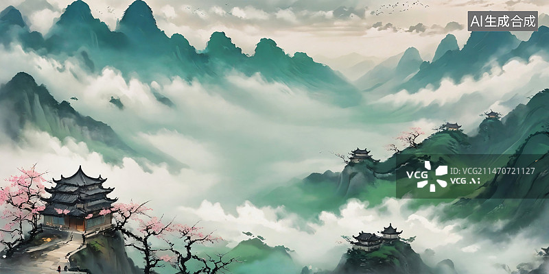 【AI数字艺术】新国风意境壁纸图片素材
