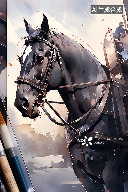 【AI数字艺术】水墨骏马图片素材