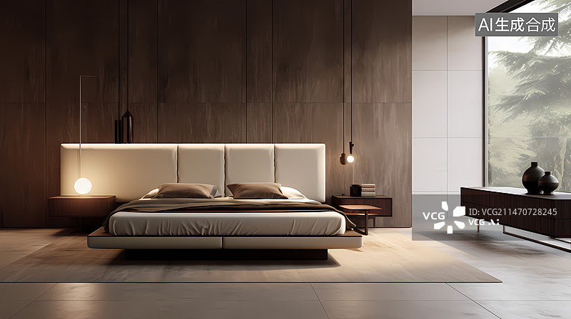 【AI数字艺术】主卧样板间效果i图图片素材